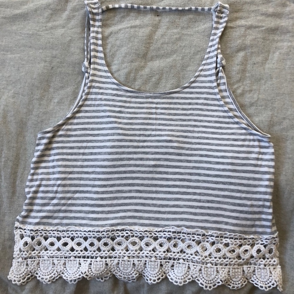 Gray and white tank top